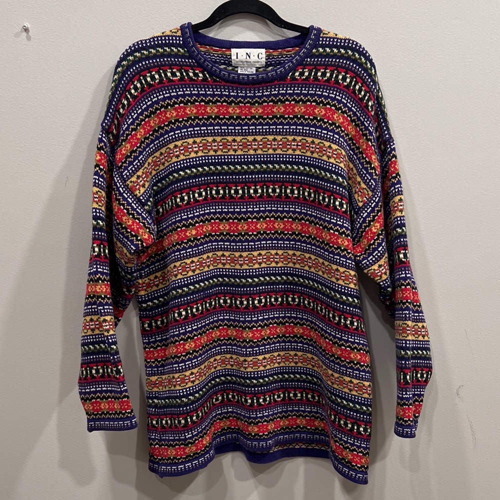 INC INTERNATIONAL CONCEPTS TRIBAL PATTERN MENS LARGE SWEATER